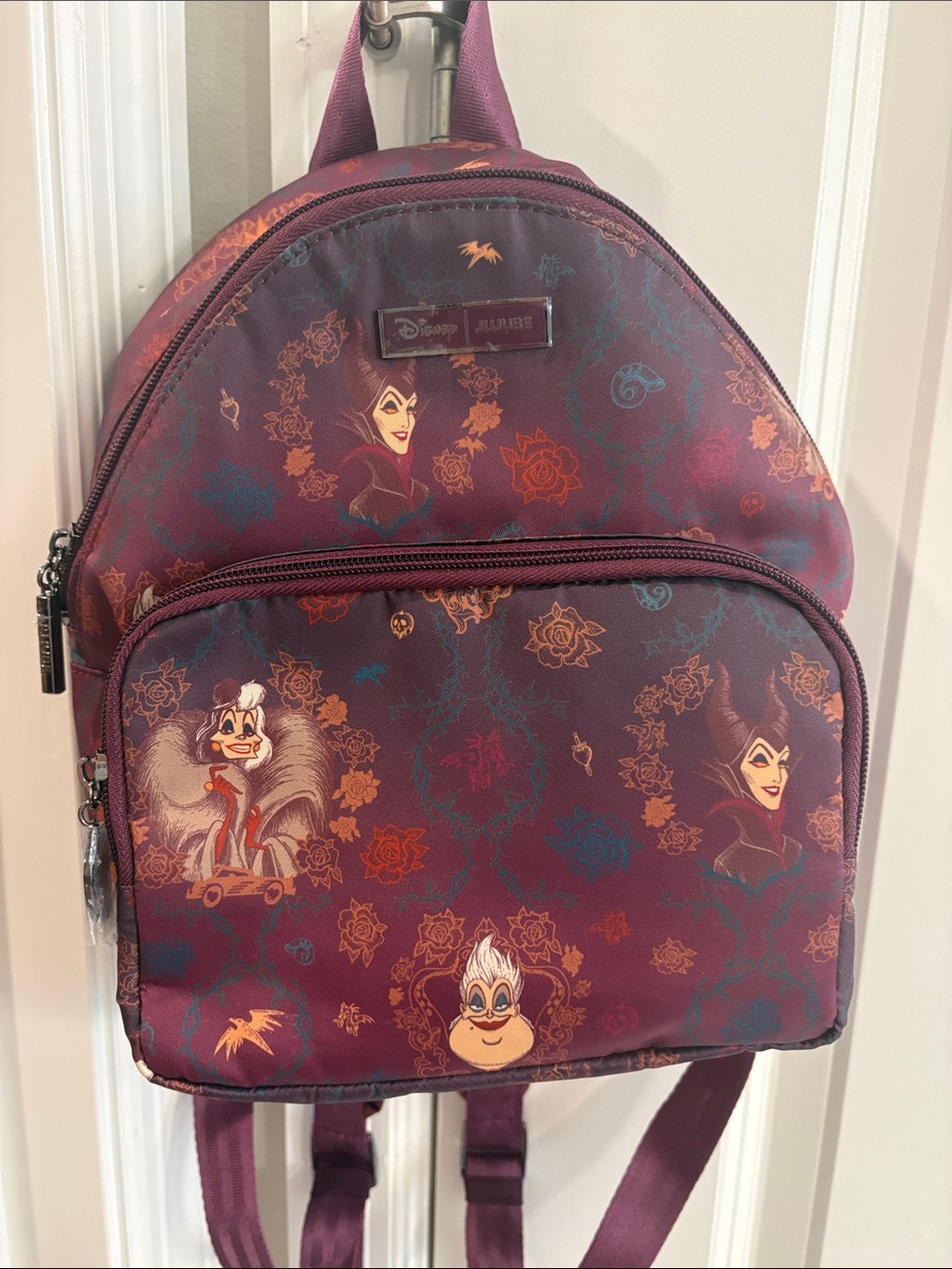 Ju-Ju-Be Plum Disney Villains Mini Backpack with Multicolor Print